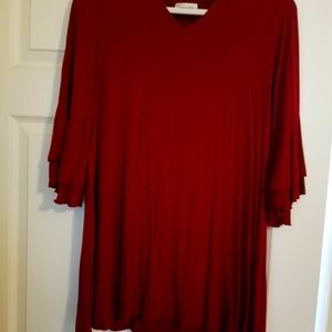 Southern stitch tunic with ruffled sleeves